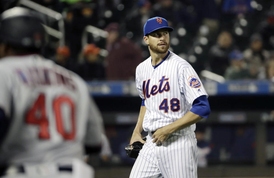 Jacob deGrom's consecutive quality start streak ends at 26, tying the MLB record. (AP Photo/Kathy Willens)