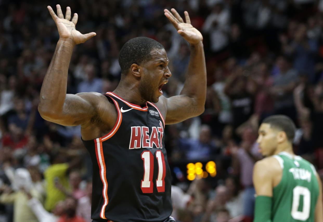 Dion Waiters and the Miami Heat started fast and finished strong, snapping the Boston Celtics’ NBA-best winning streak at 16 games. (AP)