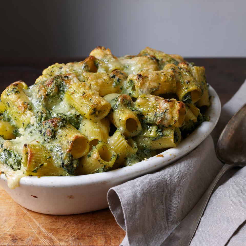 Baked Rigatoni with Spinach, Ricotta, and Fontina