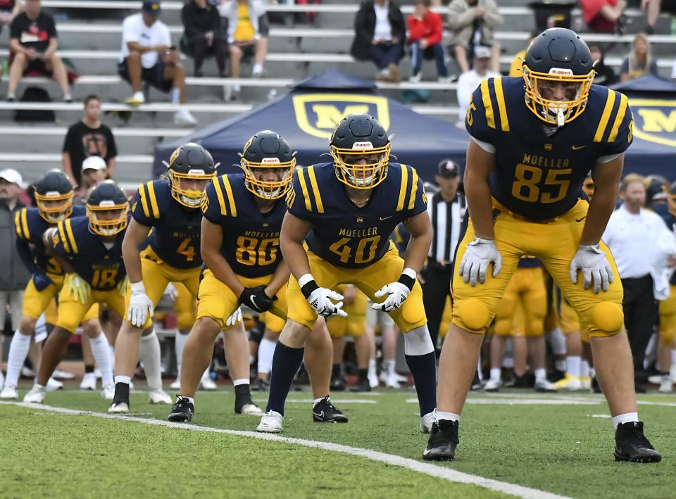 The Moeller special teams unit gets ready against East Central at Shea Stadium on Saturday, Sept. 3, 2022.