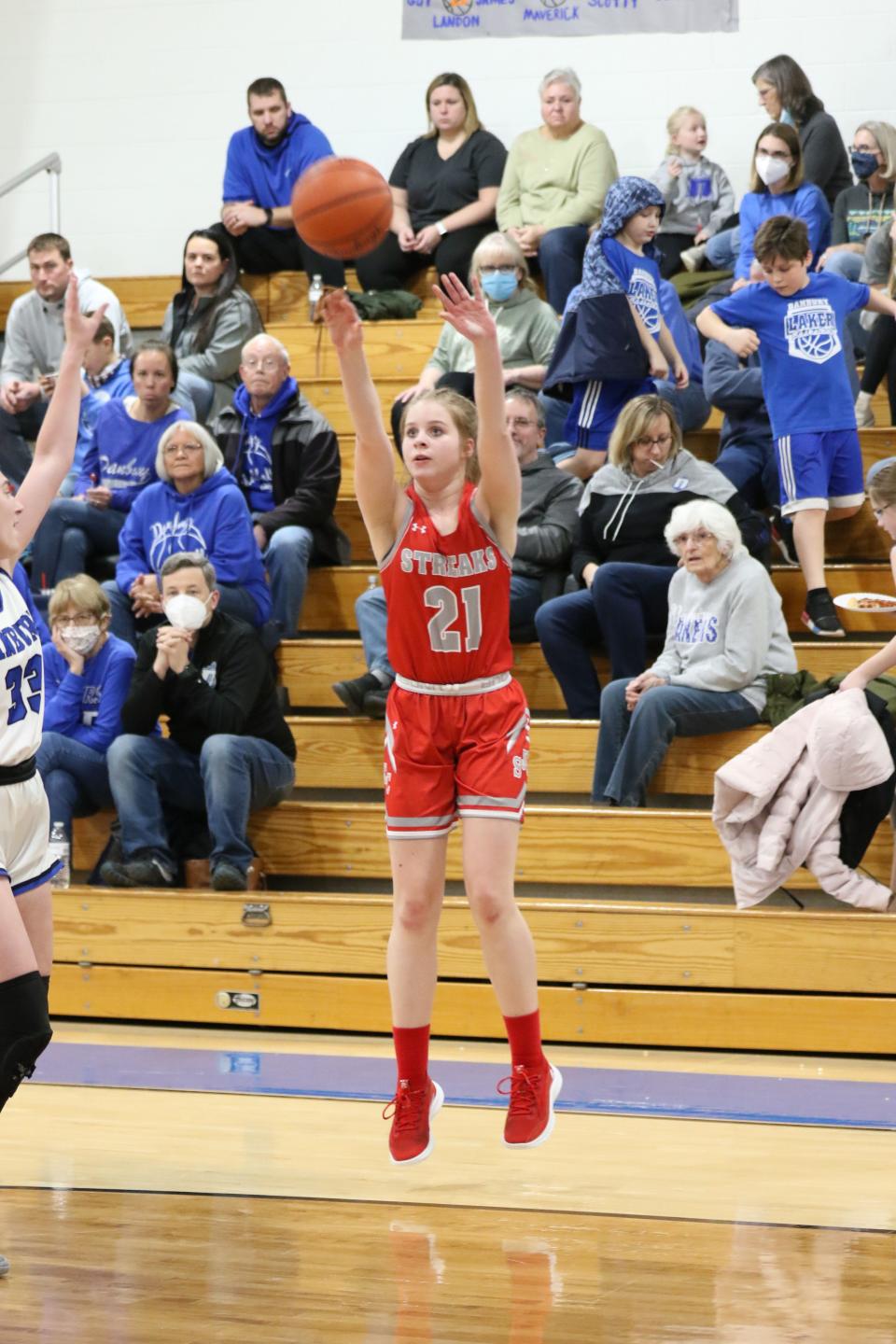 Old Fort's Ryen Smith shoots a 3-pointer for SJCC last season.