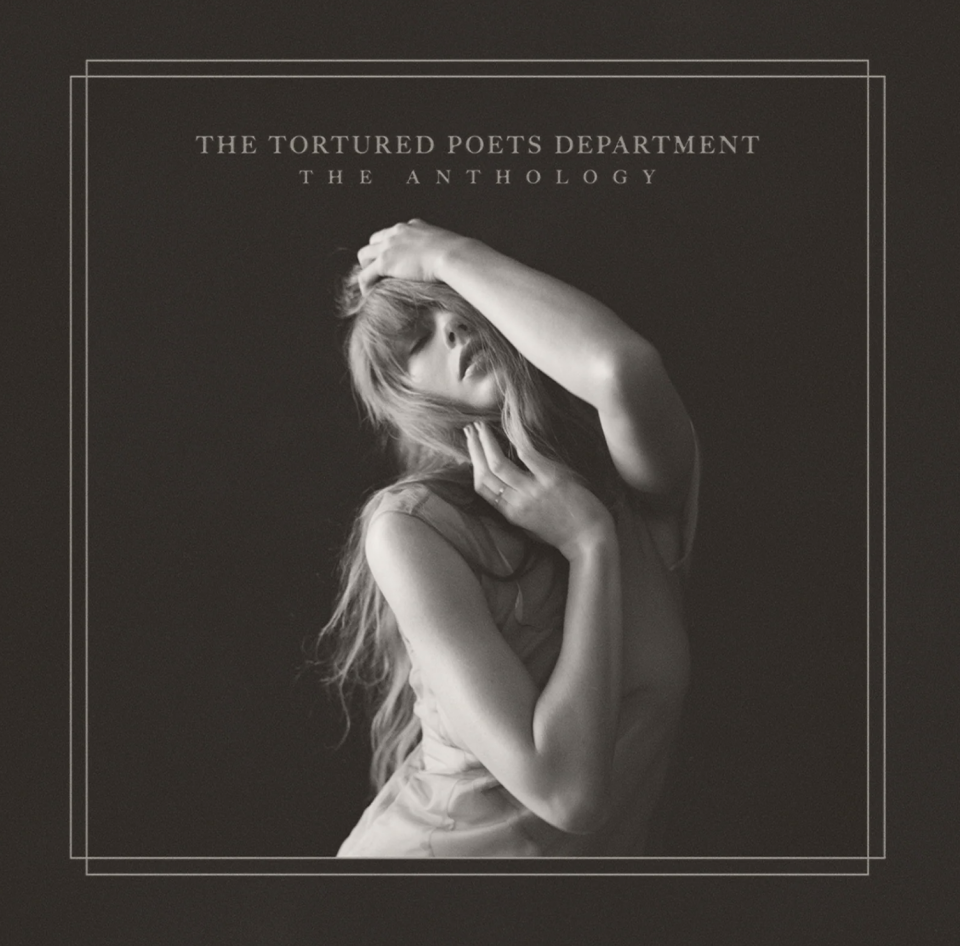 A capa do álbum The Tortured Poets Department The Anthology, de Taylor Swift