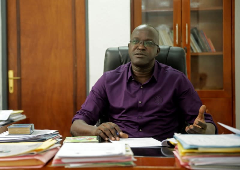 Reverend Noah Clement Ninziza, the deputy chair of the Burundi Truth and Reconciliation Commission, speaks during a Reuters interview in Bujumbura