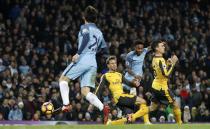 <p>Britain Football Soccer – Manchester City v Arsenal – Premier League – Etihad Stadium – 18/12/16 Manchester City’s Raheem Sterling scores their second goal Action Images via Reuters / Carl Recine Livepic EDITORIAL USE ONLY. No use with unauthorized audio, video, data, fixture lists, club/league logos or “live” services. Online in-match use limited to 45 images, no video emulation. No use in betting, games or single club/league/player publications. Please contact your account representative for further details. </p>