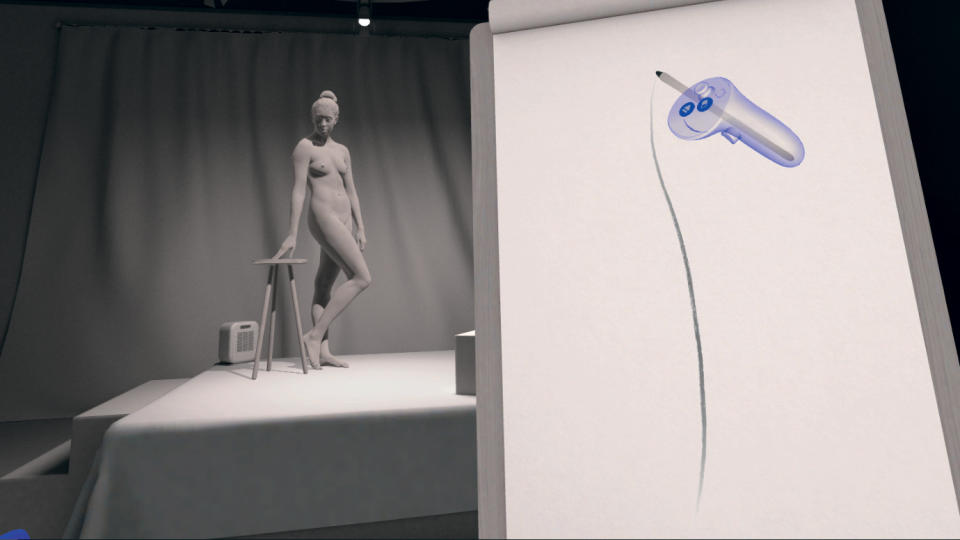 Inside Gesture VR - image of a picture of a naked lady with virtual controls