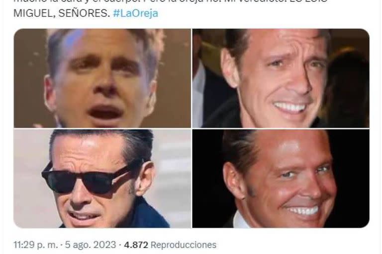 Una tuitera de Uruguay propuso una teoría, la de la oreja, para demostrar que el Luis Miguel que está en la Argentina es el auténtico Luis Miguel, y no uno de sus dobles