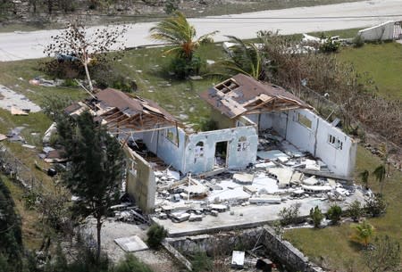 An aerial view shows devastation after hurricane Dorian hit the Grand Bahama Island in the Bahamas