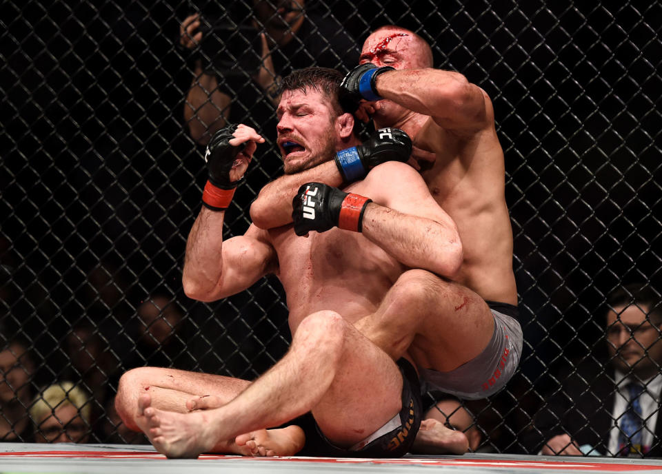 <p>Speaking of comebacks, Georges St-Pierre was victorious in his return to the Octagon after a four-year layoff, beating Michael Bisping to win the middleweight title. (Photo by Brandon Magnus/Zuffa LLC/Zuffa LLC via Getty Images) </p>