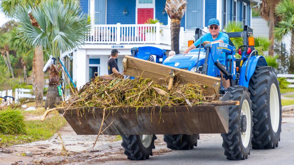 Cedar Key, Fl was damaged by wind and storm surge during Hurricane Idalia in August, 2023.