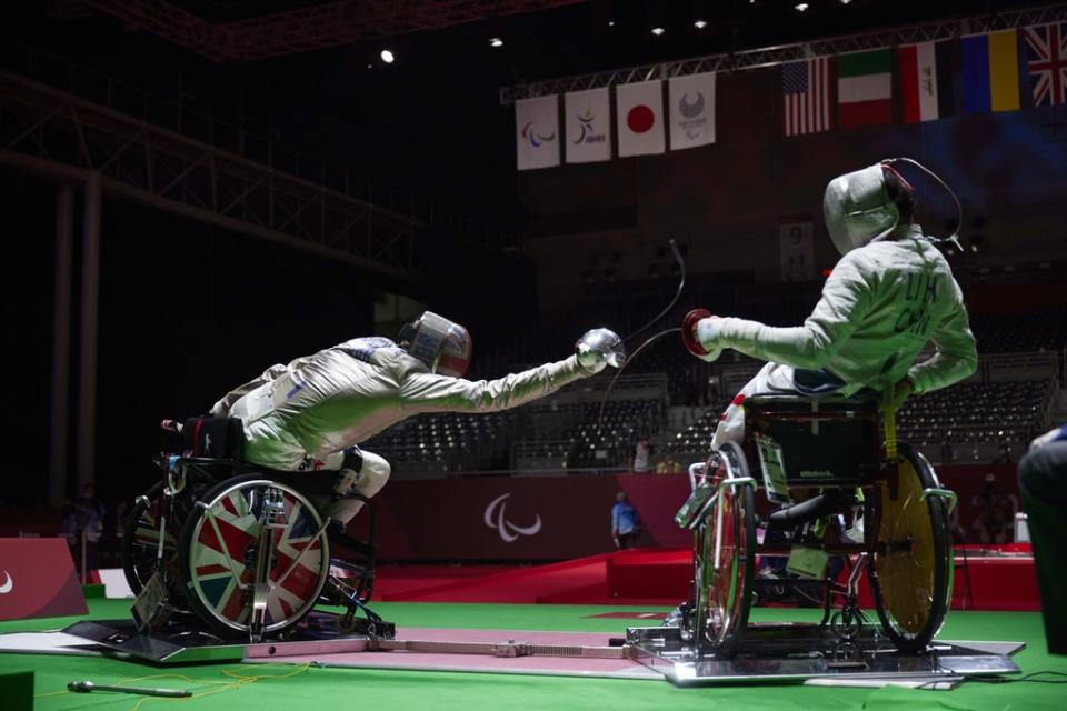 Piers Gilliver, left, won gold in the epee (ParalympicsGB/imagecomms/PA) (PA Media)