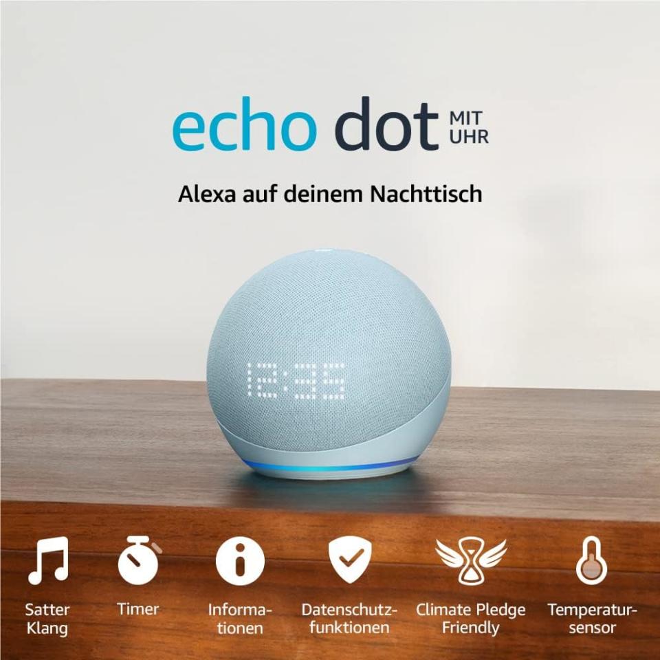 Zertifizierter und generalüberholter Echo Dot (5. Gen, 2022) mit Uhr. (Bild: Amazon)