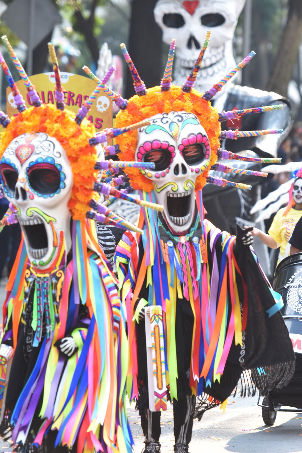 <p>People are seen participate during the traditional Skulls Parade as part of Day of the Dead celebrations at Reforma Avenue on Oct. 28, 2017 in Mexico City, Mexico (Photo: Carlos Tischler/NurPhoto via Getty Images) </p>