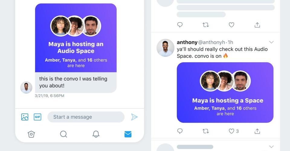 Twitter says Spaces are for "small and intimate conversations" or "big discussions."