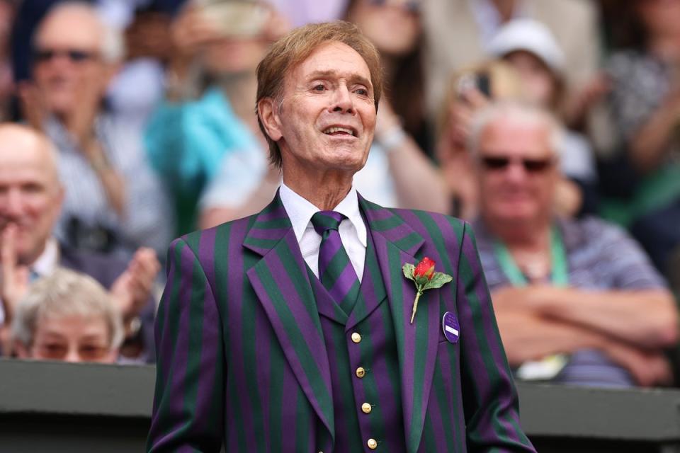Cliff Richard performs at the Centre Court Centenary Celebration on day seven of The Championships Wimbledon 2022 at All England Lawn Tennis and Croquet Club on July 03, 2022 (Getty Images)