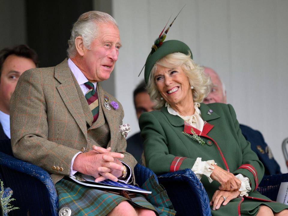 King Charles and Camilla, Queen Consort, at the Braemar Games in Scotland in September 2022.