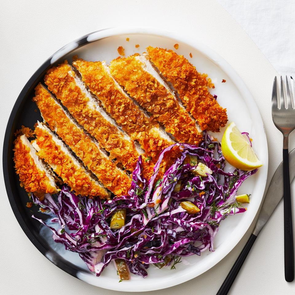 Cornflake-Crusted Chicken with Purple Slaw