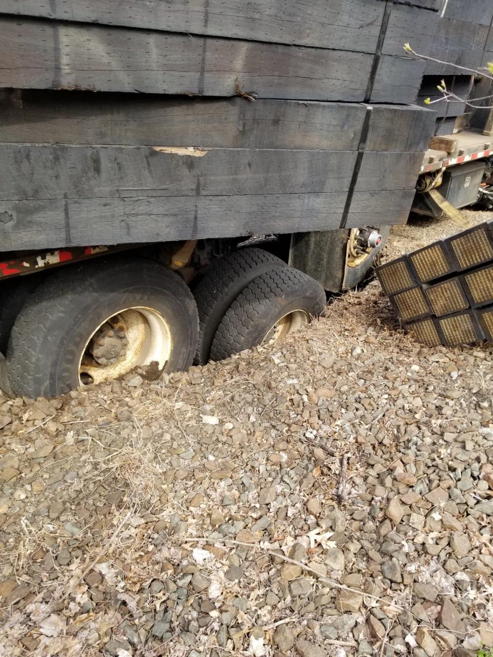 A truck carrying supplies along the New Jersey Transit tracks in the area of the damaged culvert fell into a sinkhole in last April.