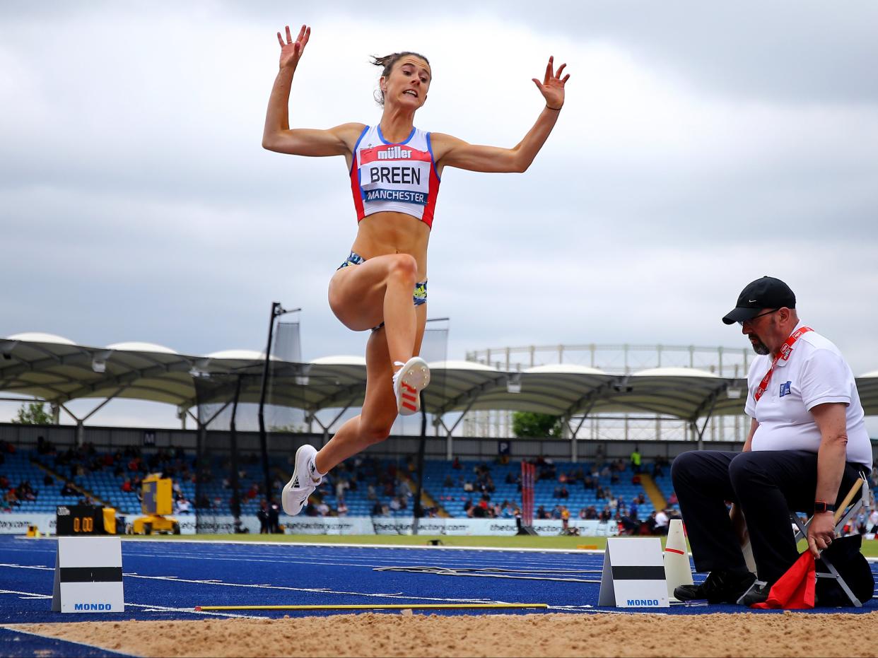 British Paralympian Olivia Breen performing a long jump  (Getty)