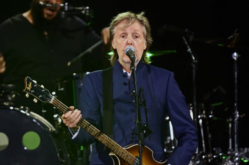 Paul McCartney (pictured) and the Beatles will release a "last" new song, "Now and Then," with the help of AI technology. File Photo by Joe Marino/UPI