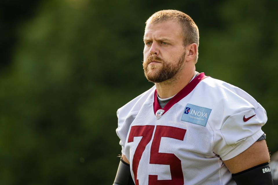 Guard Brandon Scherff is among the six Washington Football Team players who have tested positive for COVID-19 since the start of training camp earlier this week.