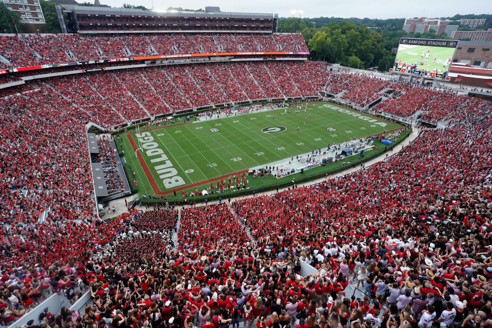 Fans fill Sanford Stadium as Georgia takes on Samford in Athens, Ga. on Saturday, Sept. 10, 2022. 