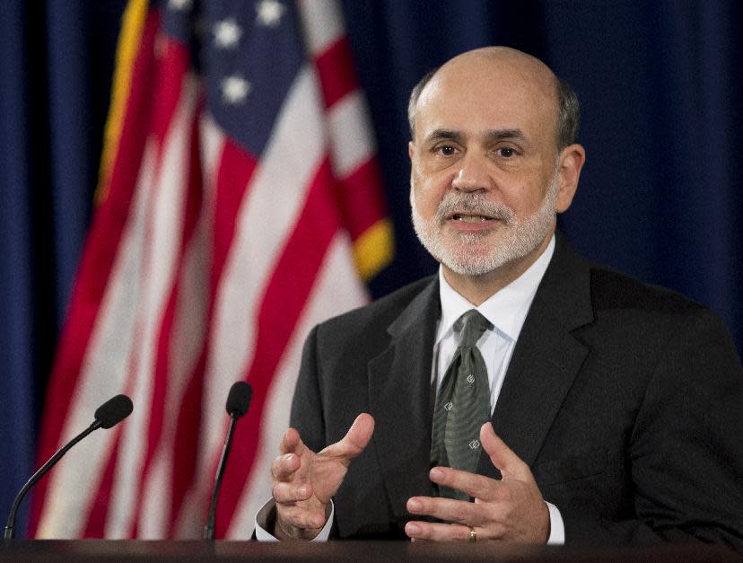 Federal Reserve Chairman Ben Bernanke speaks during a news conference in Washington, Thursday, Sept. 13, 2012, following the Federal Open Market Committee meeting to present the FOMC’s current economic projections and to provide additional context for the FOMC’s policy decision. (AP Photo/Manuel Balce Ceneta)