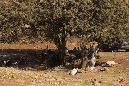 Displaced people from the minority Yazidi sect, who fled the violence from forces loyal to the Islamic State in Sinjar town, take shelter in Mount Sinjar August 13, 2014. REUTERS/Rodi Said