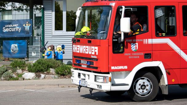 PHOTO: A fire truck drives past the entrance to Legoland, August 11, 2022 in Bavaria, Germany.  (Stefan Puchner/dpa Photo via Newscom)