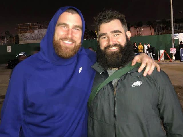 <p>Travis Kelce/ Instagram</p> (L-R) Travis Kelce, Jason Kelce