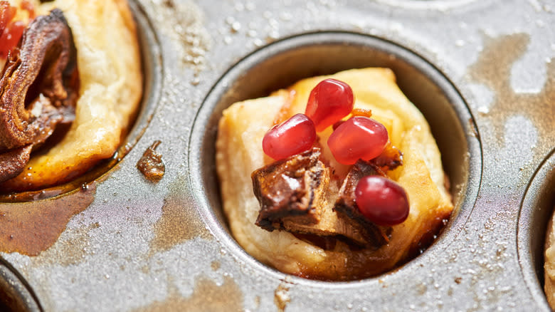 baked puff pastry with pomegranate