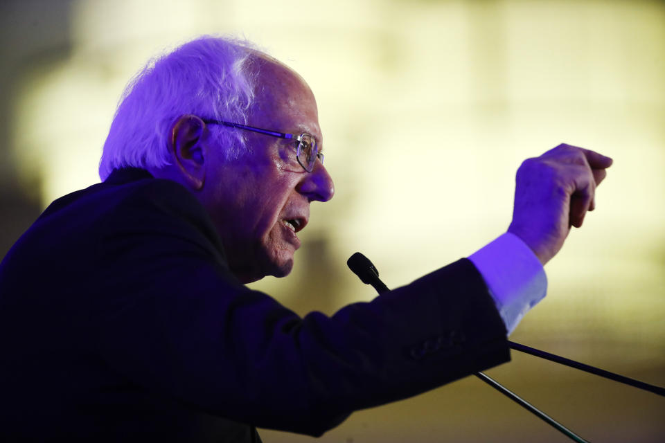 Democratic presidential candidate Sen. Bernie Sanders, I-Vt., speaks during First in the South Dinner, Monday, Feb. 24, 2020, in Charleston, S.C. (AP Photo/Matt Rourke)