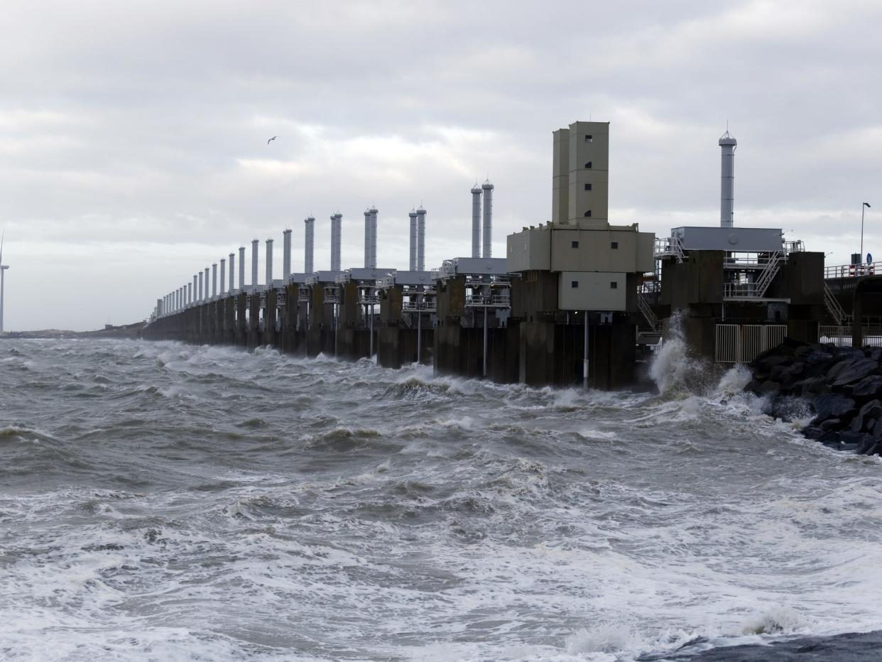 The Oosterscheldekering is the largest of thirteen existing dams and storm surge barriers, designed to protect the Netherlands from flooding from the North Sea: Getty