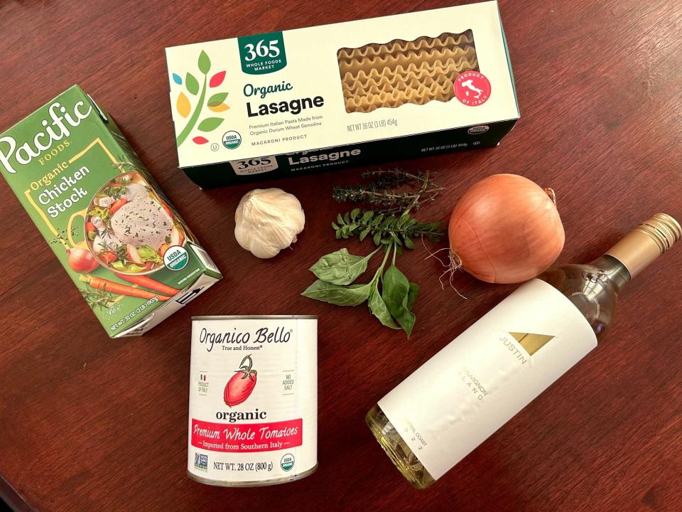 Ingredients for Pioneer Woman's Lasagna Soup