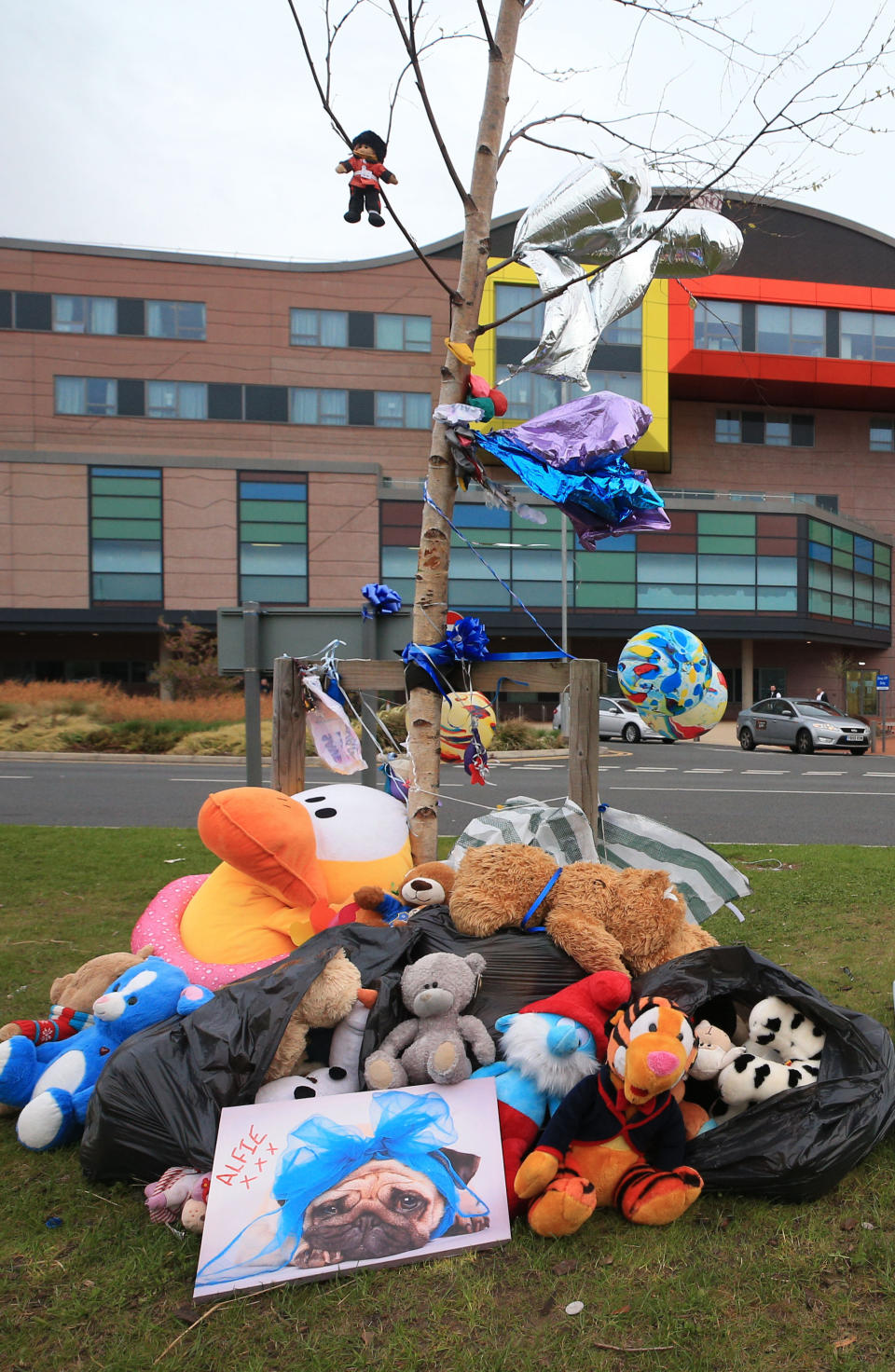 Flowers outside Liverpool’s Alder Hey Children’s Hospital where 23-month-old Alfie Evans has been at the centre of a life-support treatment fight (Picture: PA)