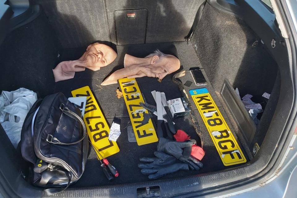 Clothing and latex masks were found in George Murphy-Bristow‘s car (Essex Police)