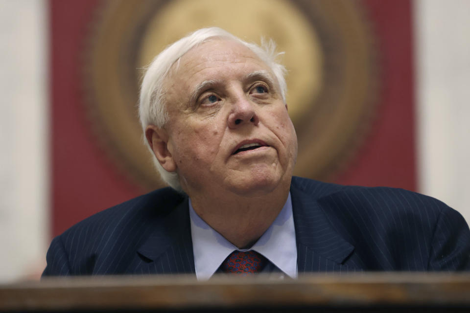 FILE - West Virginia Gov. Jim Justice delivers his State of the State address, Jan. 10, 2024, in Charleston, W.Va. (AP Photo/Chris Jackson, File)