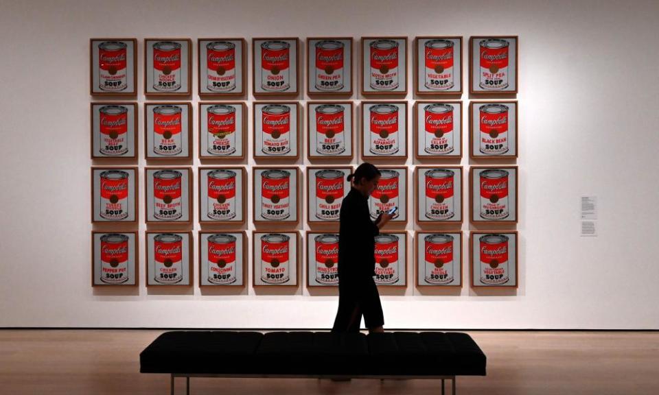 The Campbell’s soup cans on display at the Museum of Modern Art, New York.
