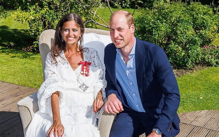 Deborah James and the Duke of Cambridge in her garden on Friday - Graham Prentice