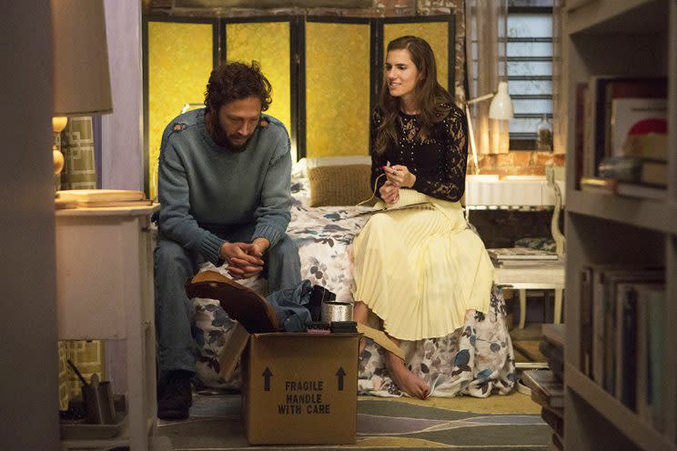 Allison Williams and Ebon Moss-Bachrach in <em>Girls</em>. (Photo: HBO)