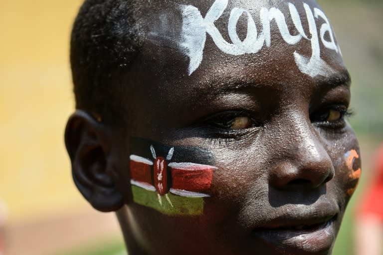 A Kenyan player at the Street Child World Cup in Rio de Janeiro, Brazil, in 2014