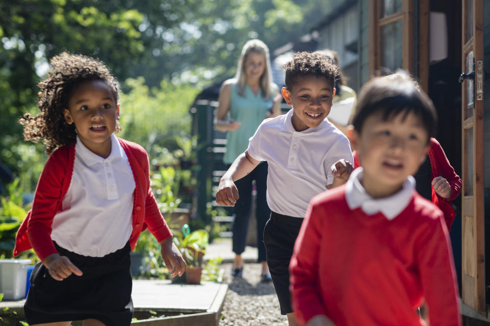 kids running and playing at school