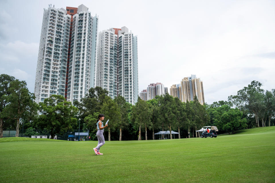 The Fanling Golf Course in Hong Kong, near the border with mainland China, in Aug. 2023. (Photographer: Bertha Wang/Bloomberg)