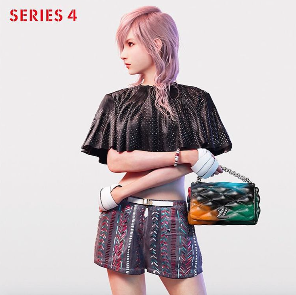 Prada-clad Final Fantasy characters appearing in fashion magazine