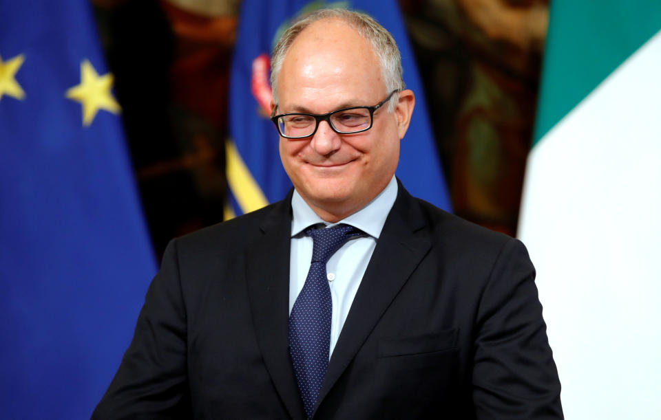 Italian Finance Minister Roberto Gualtieri looks on during the swearing-in ceremony at Quirinale Presidential Palace in Rome, Italy September 5, 2019. REUTERS/Ciro de Luca