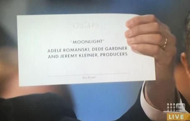 Moonlight was the actual winner. Source: Channel Nine