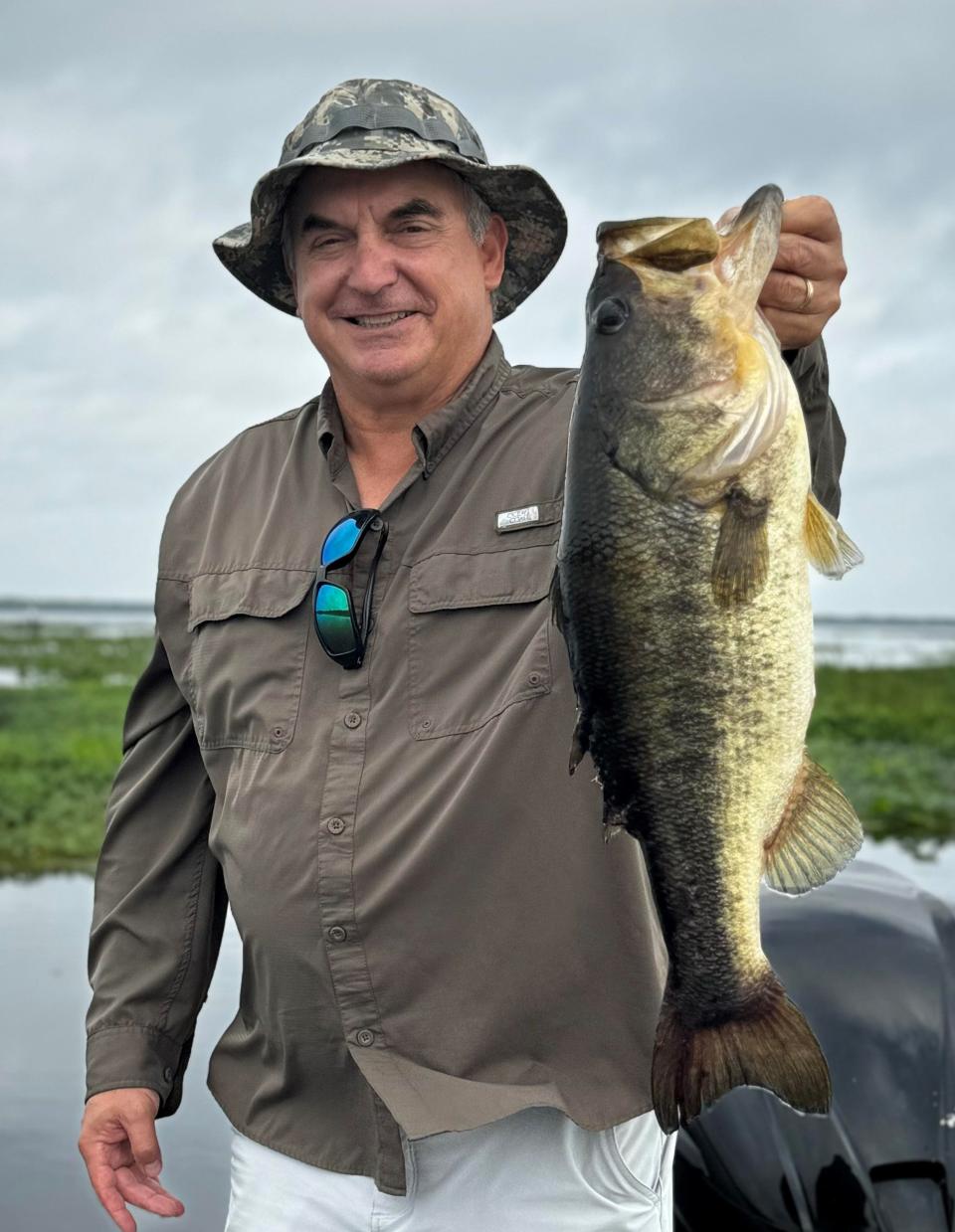 Bob Remkus with a 6.75-pound bass plucked from Lake Woodruff. He was fishing with Capt. David Williamson out of Highland Park Fish Camp in DeLand.