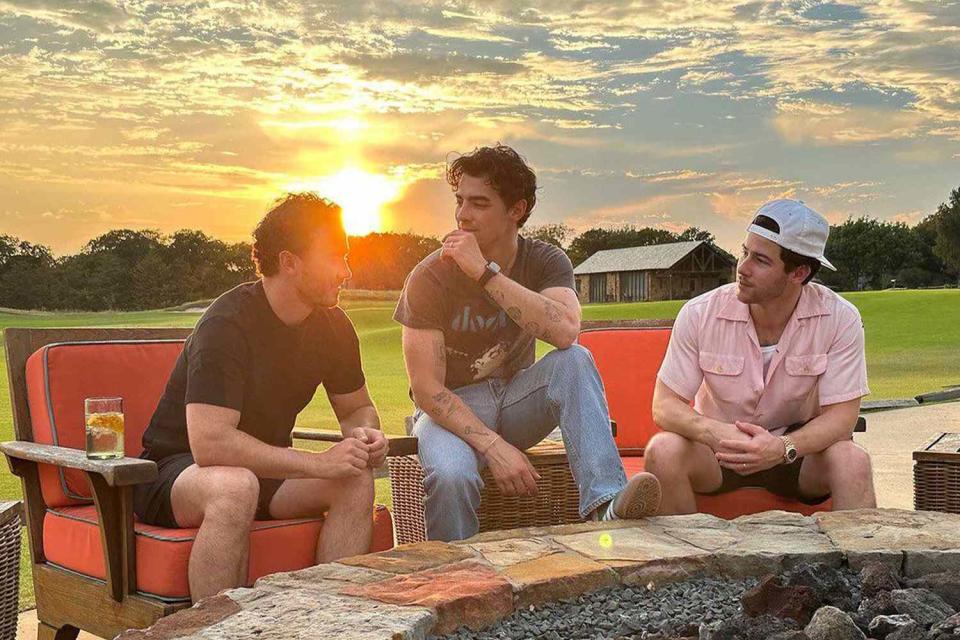 <p>Jonas Brothers/Instagram</p> Joe, Kevin and Nick Jonas have a brotherly hangout over Labor Day weekend.