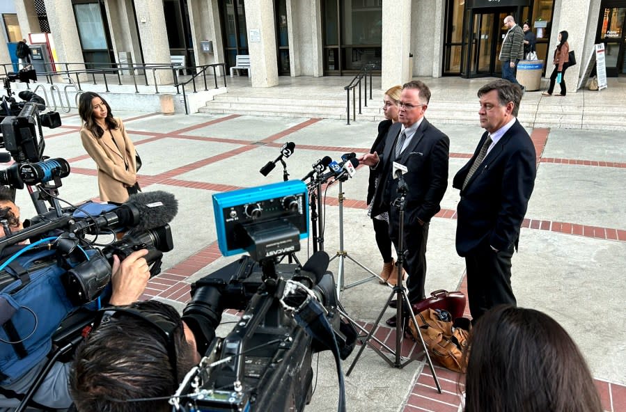 Defense attorney Robert Cummings talks to reporters outside the courthouse on Nov. 20, 2023. (KRON4 photo / Amy Larson)