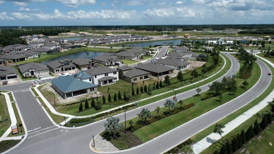 Existing single-family home sales increased in Manatee County for March in comparison to the same month a year ago, while prices decreased. Construction continues in rapidly growing Parrish in North River Ranch.