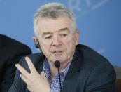 Ryanair Chief Executive Michael O'Leary speaks during a news conference on the signing of the agreement between Ukraine's Boryspil and Lviv airports and Irish carrier Ryanair at Boryspil International Airport outside Kiev, Ukraine March 23, 2018. REUTERS/Gleb Garanich